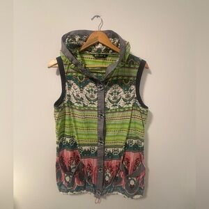 Vintage Monte Milano Green Patterned Vest
